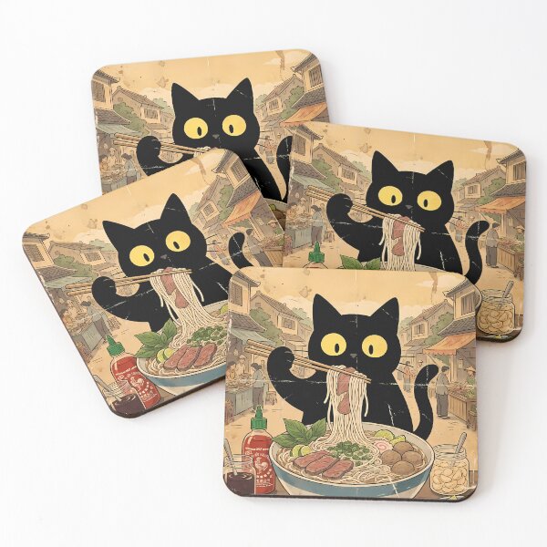 Item preview, Cat Eating Beef Pho - Vintage Vietnamese Noodle designed and sold by PurrfectHome.