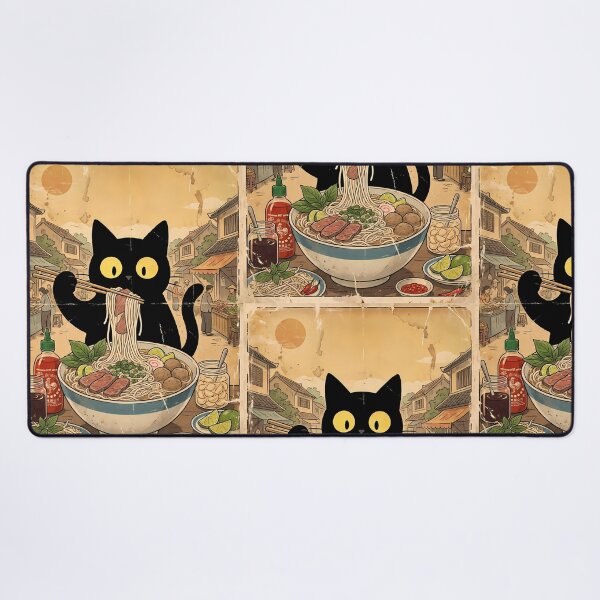 Item preview, Cat Eating Beef Pho - Vintage Vietnamese Noodle designed and sold by PurrfectHome.