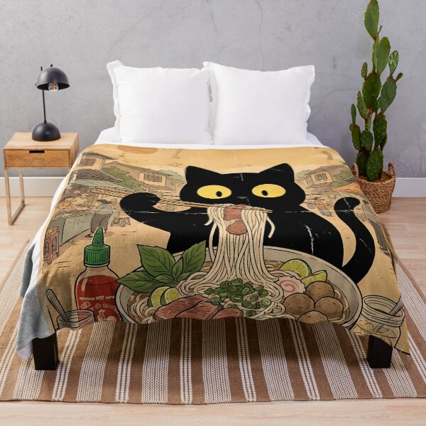 Item preview, Cat Eating Beef Pho - Vintage Vietnamese Noodle designed and sold by PurrfectHome.