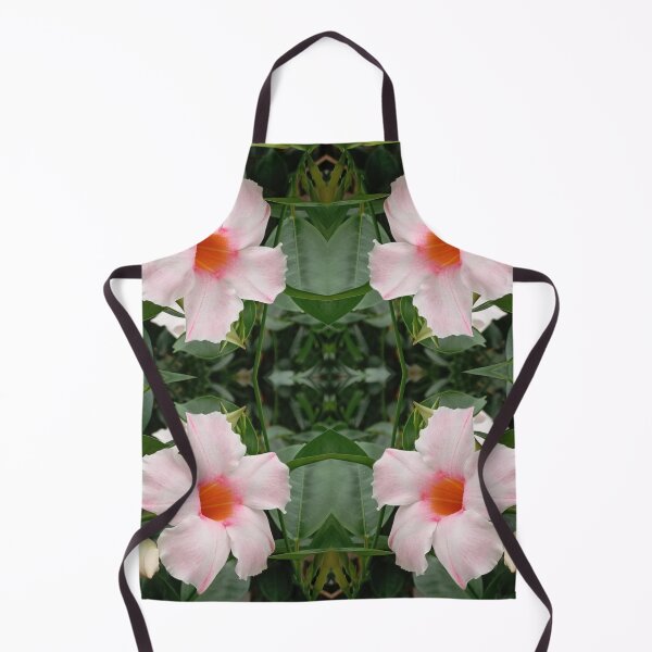 Item preview, Dipladenia with white and pink flowers, surrounded by vegetation, mirror image designed and sold by lyloubeaupere.
