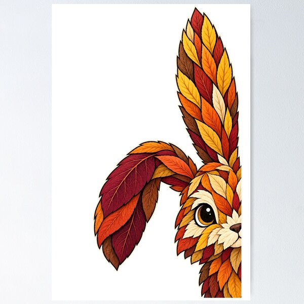 Item preview, Side Peeking Rabbit Made of Autumn Leaves designed and sold by  MAD's Recreation Studio.