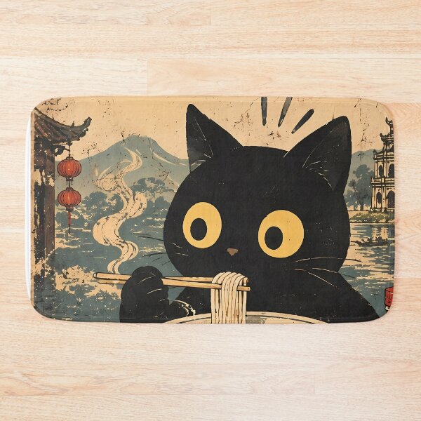 Item preview, Funny Black Cat Eating Vietnamese Pho Noodles Vintage Gift  designed and sold by PurrfectHome.