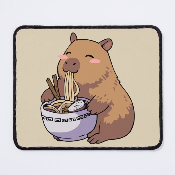Item preview, Cute Capybara Eating Ramen Noodles designed and sold by Doodlywood.