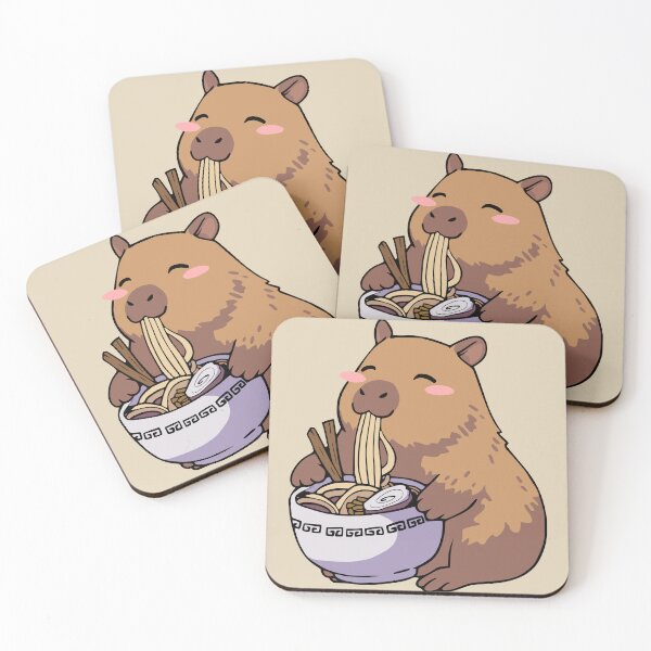 Item preview, Cute Capybara Eating Ramen Noodles designed and sold by Doodlywood.
