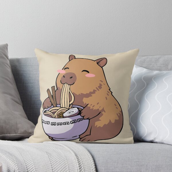 Item preview, Cute Capybara Eating Ramen Noodles designed and sold by Doodlywood.