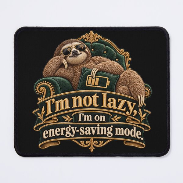 Item preview, Funny Sloth Energy-Saving Mode Embroidered Quote Design designed and sold by Emoji Emblems.