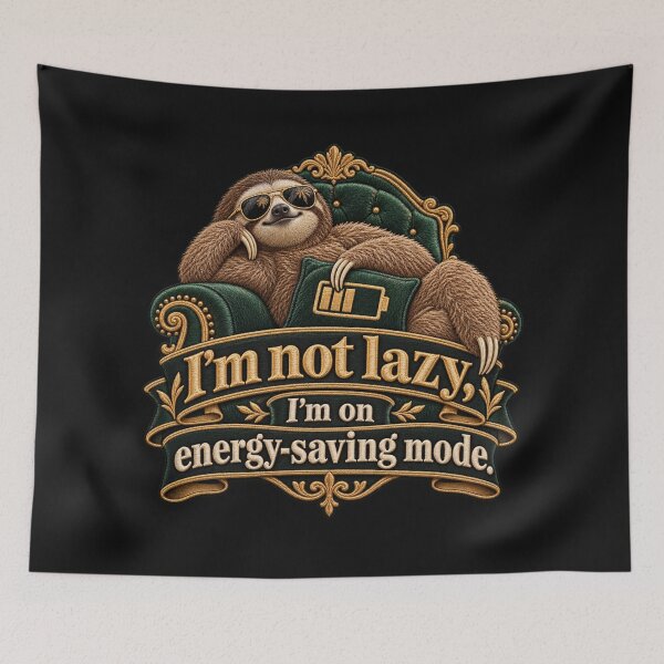Item preview, Funny Sloth Energy-Saving Mode Embroidered Quote Design designed and sold by Emoji Emblems.