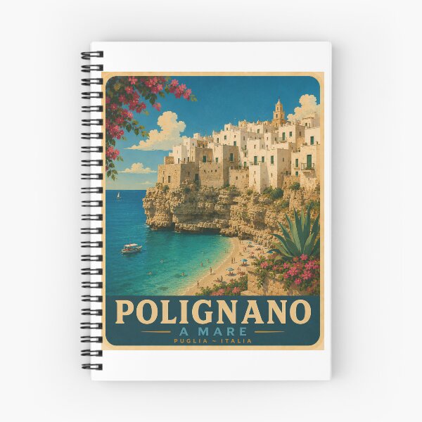 Item preview, Polignano a Mare Puglia Italia Vintage Travel Art designed and sold by Passeggiata Prints.