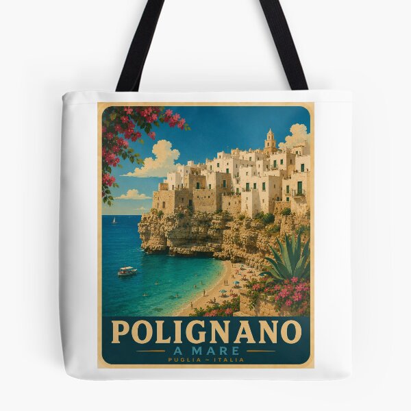 Item preview, Polignano a Mare Puglia Italia Vintage Travel Art designed and sold by Passeggiata Prints.