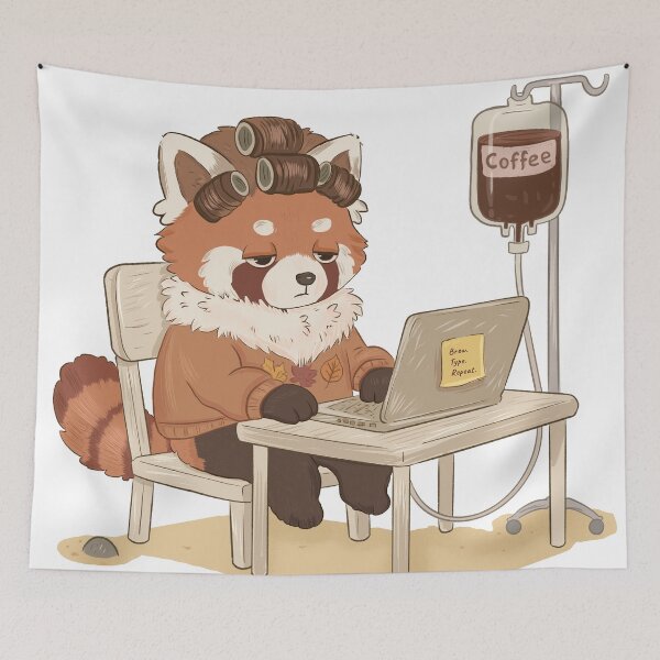Item preview, Coffee Powered Red Panda designed and sold by Iqrapixels.
