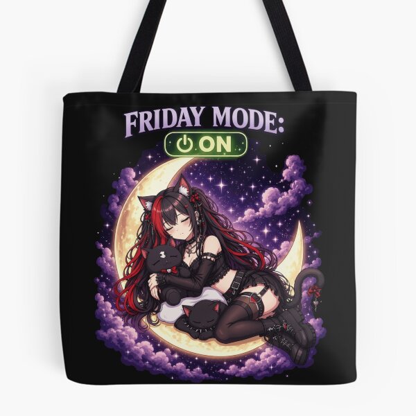 Item preview, Friday Mode On – Gothic Anime Cat Girl designed and sold by Revyra Design .