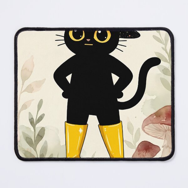 Item preview, Whimsical Black Witch Cat in Yellow Boots designed and sold by PurrfectHome.