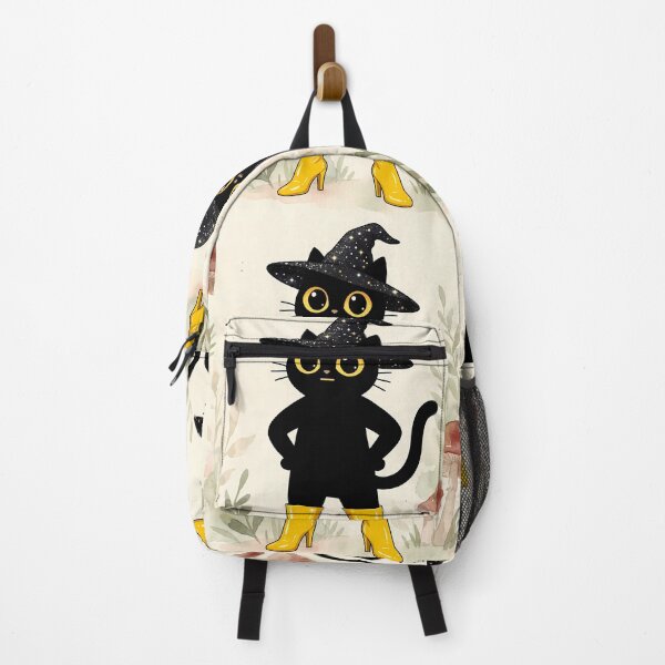 Item preview, Whimsical Black Witch Cat in Yellow Boots designed and sold by PurrfectHome.