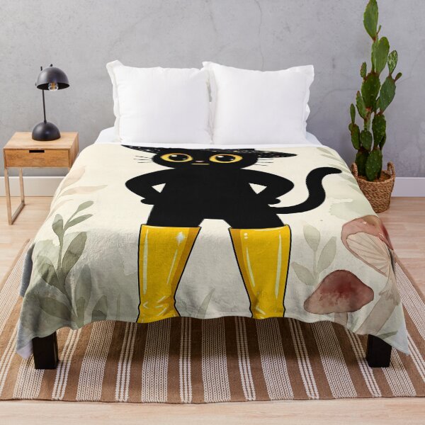 Item preview, Whimsical Black Witch Cat in Yellow Boots designed and sold by PurrfectHome.
