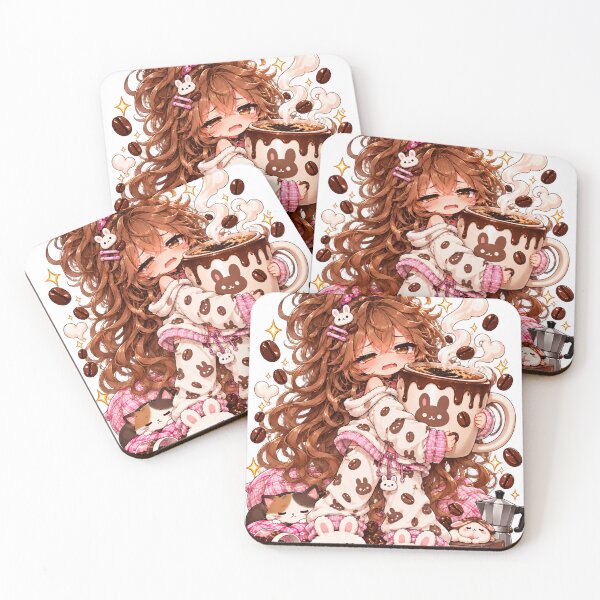 Item preview, Sleepy Bunny Coffee Girl – Cozy Kawaii Morning designed and sold by Kubbykat.