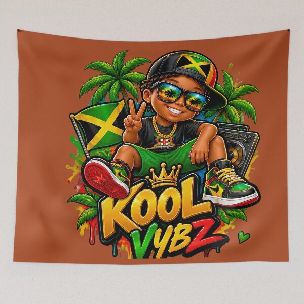 Item preview, Kool Vybz Jamaican Kid Vibe Cool Reggae Palm Trees Artwork designed and sold by digitalbob60.