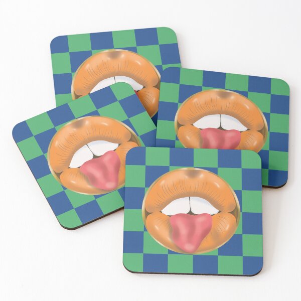 Item preview, Rebel Lips Pop Art – Duotone blocks bluegreen Orange Lips designed and sold by GoldenRebels.