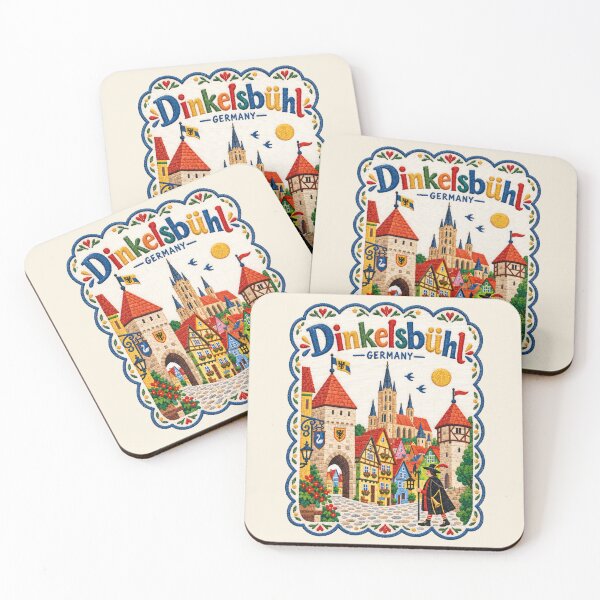 Item preview, Dinkelsbühl Germany Embroidered Medieval Town Travel Art Illustration designed and sold by Witsprings.