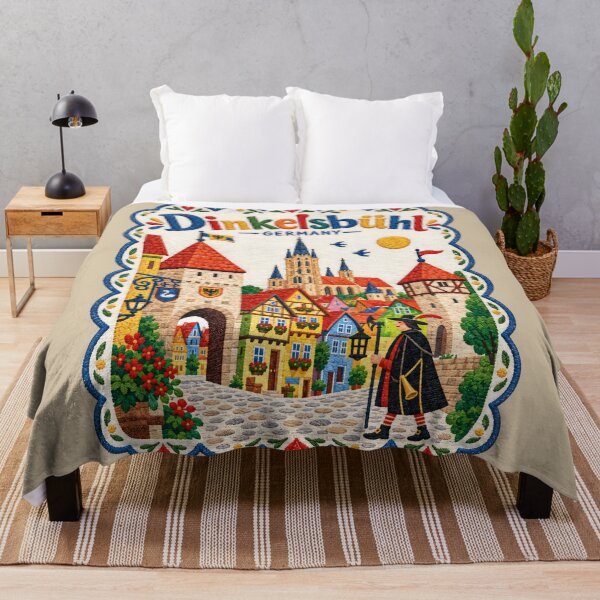 Item preview, Dinkelsbühl Germany Embroidered Medieval Town Travel Art Illustration designed and sold by Witsprings.
