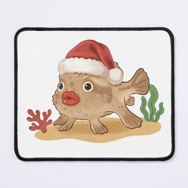 Item preview, Red-Lipped Batfish in santa hat designed and sold by Iqrapixels.