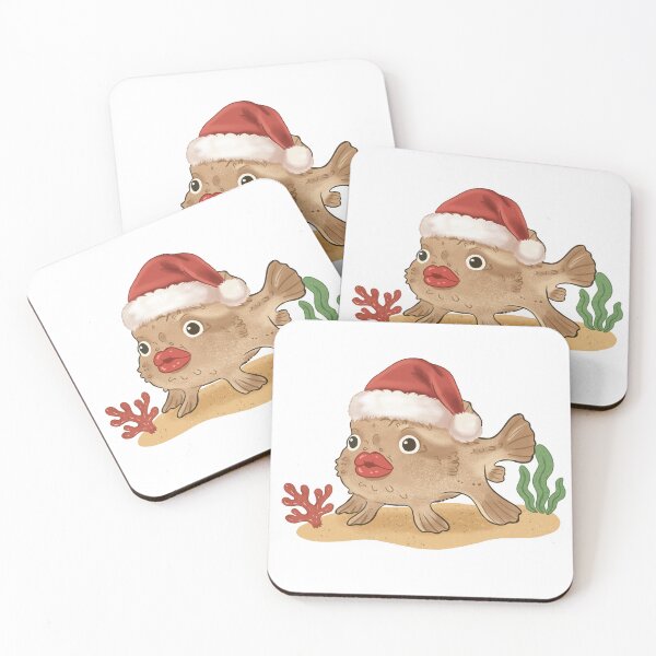 Item preview, Red-Lipped Batfish in santa hat designed and sold by Iqrapixels.