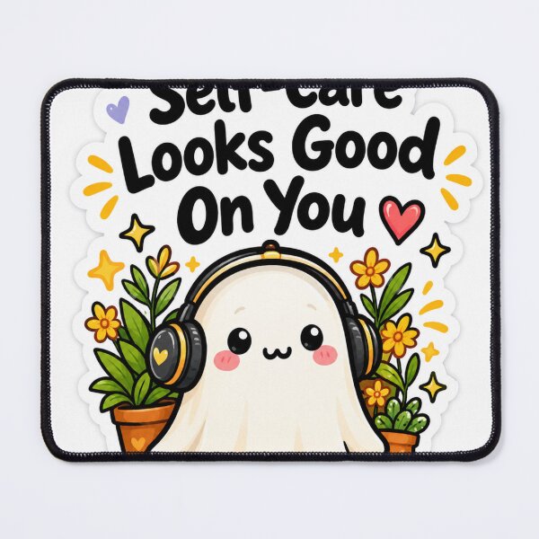 Item preview, Self-Care Looks Good on You – Cute Ghost Sticker designed and sold by Kushwaha18.