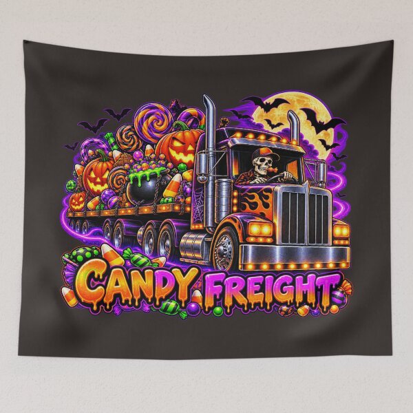 Item preview, Candy Freight Halloween Skeleton Semi Truck - Sweet Spooky Art designed and sold by NomadForge.