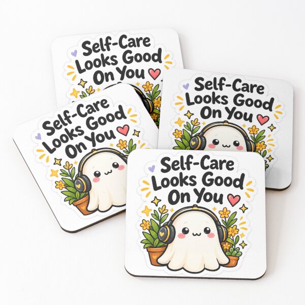 Item preview, Self-Care Looks Good on You – Cute Ghost Sticker designed and sold by Kushwaha18.