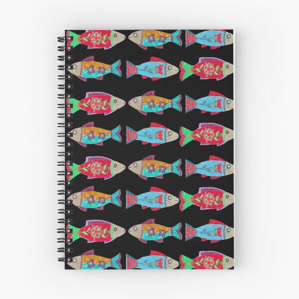 Item preview, Folk Art Fish Pattern on Black designed and sold by Fani*.