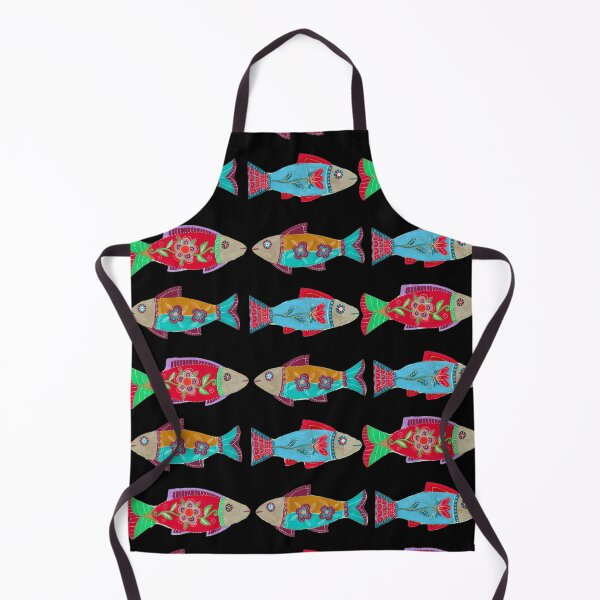 Item preview, Folk Art Fish Pattern on Black designed and sold by Fani*.