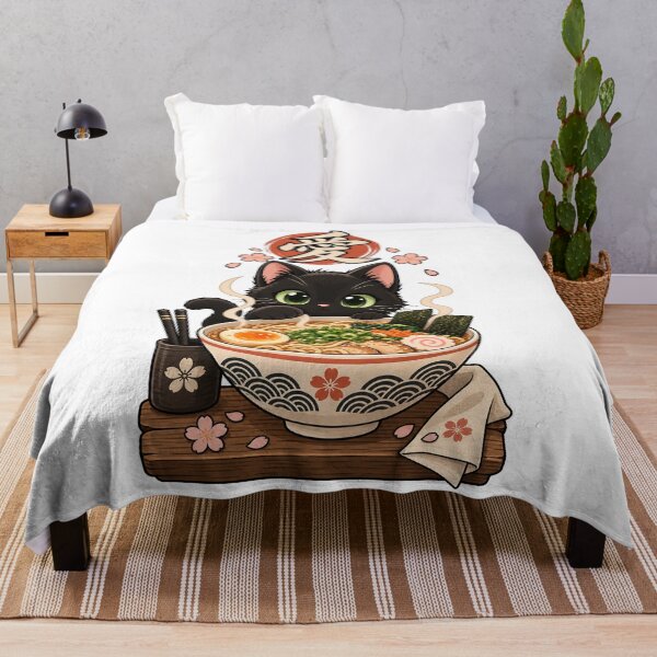 Item preview, Kawaii Black Cat Ramen Japanese Love Sakura designed and sold by will freed18.