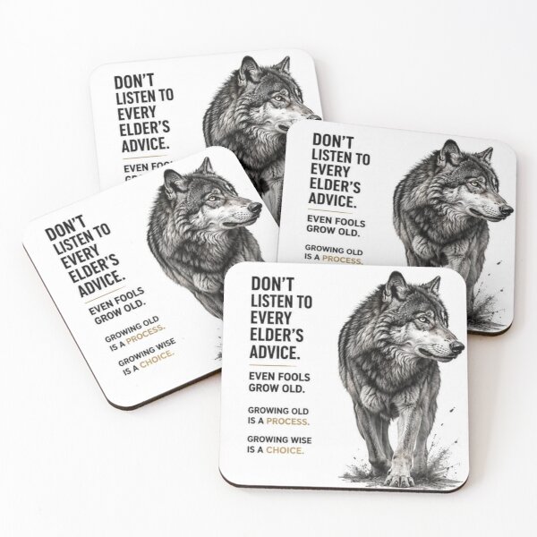 Item preview, Wise Wolf Quote - Growing Wise Is A Choice Motivational Art designed and sold by Scro-Ciob-Shop.
