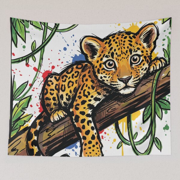 Item preview, Leopard Cub Tree Branch Cute Wildlife Art designed and sold by Merch by Das Design Studio.