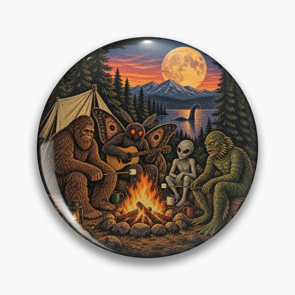 Item preview, Cryptid Campfire Bigfoot Mothman Alien Camping Adventure designed and sold by will freed18.