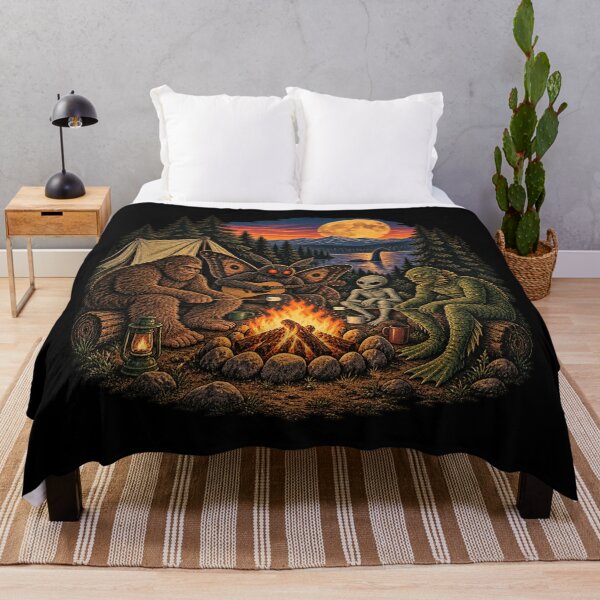 Item preview, Cryptid Campfire Bigfoot Mothman Alien Camping Adventure designed and sold by will freed18.