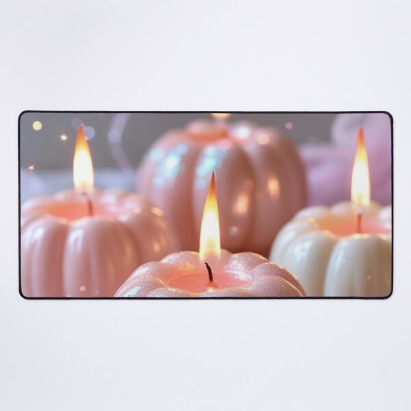 Item preview, Pink Glitter Pumpkin Candles — Pinkween Cozycored Pastel Fall Decor Art designed and sold by LYAN-STORE.