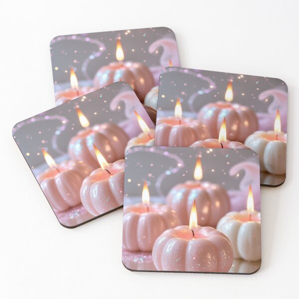 Item preview, Pink Glitter Pumpkin Candles — Pinkween Cozycored Pastel Fall Decor Art designed and sold by LYAN-STORE.