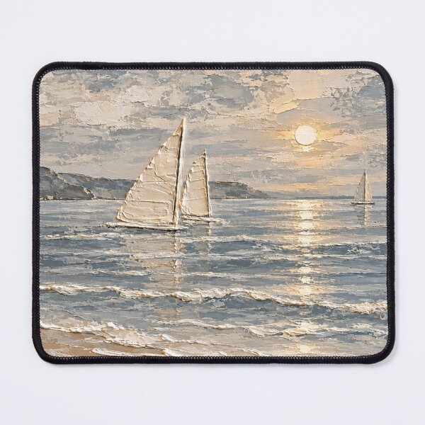 Item preview, Serene Coastal Sailboats Textured Seascape Painting designed and sold by TheSlowShore.