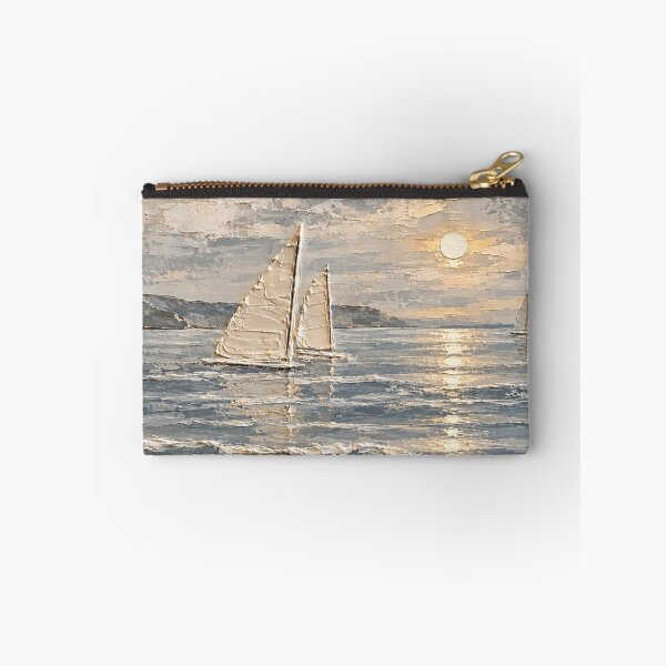 Item preview, Serene Coastal Sailboats Textured Seascape Painting designed and sold by TheSlowShore.