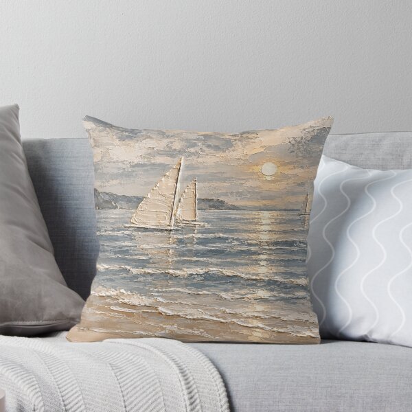 Item preview, Serene Coastal Sailboats Textured Seascape Painting designed and sold by TheSlowShore.