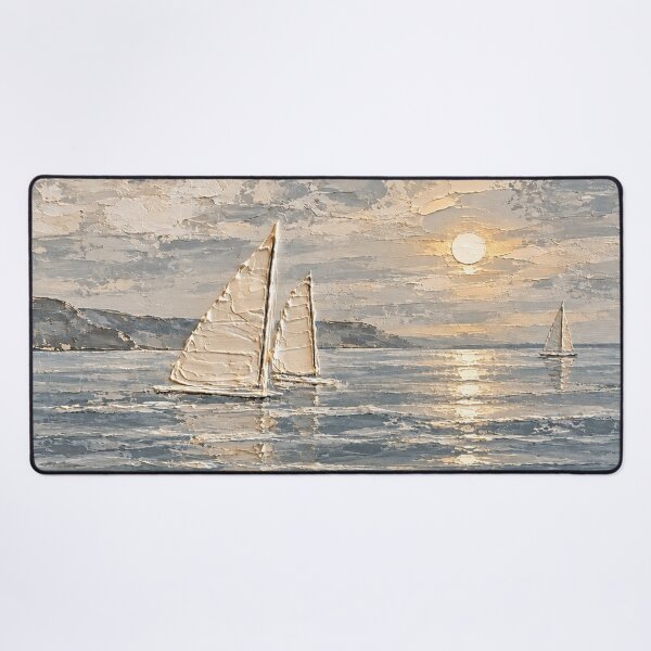 Item preview, Serene Coastal Sailboats Textured Seascape Painting designed and sold by TheSlowShore.