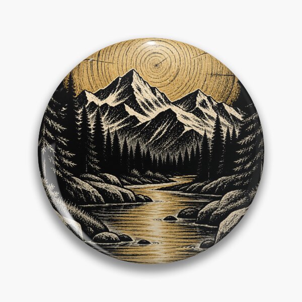 Item preview, Vintage Mountain River Tree Rings Wilderness Nature designed and sold by will freed18.