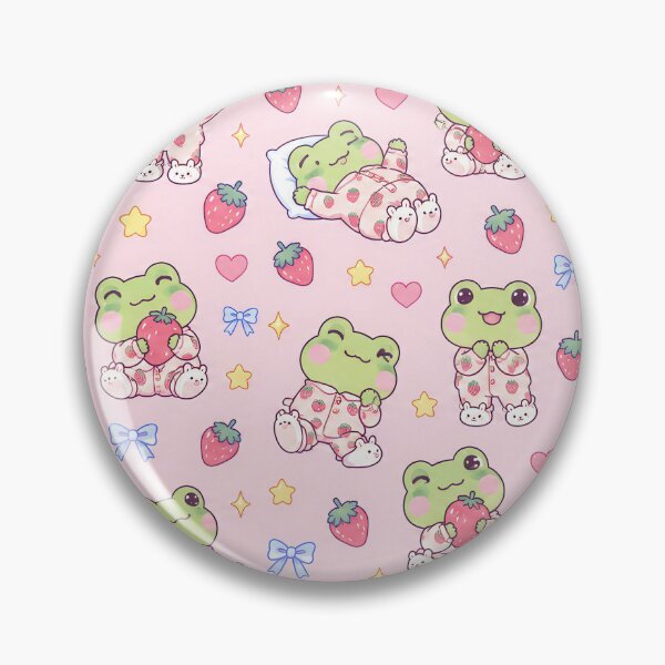 Item preview, Kawaii Frog Strawberry Pajama Pattern designed and sold by Soft Berry Studio.