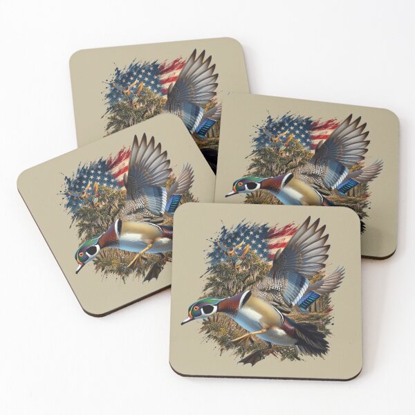 Item preview, Patriotic Wood Duck Flying American Flag Wildlife designed and sold by LifeCrush.