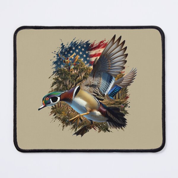 Item preview, Patriotic Wood Duck Flying American Flag Wildlife designed and sold by LifeCrush.