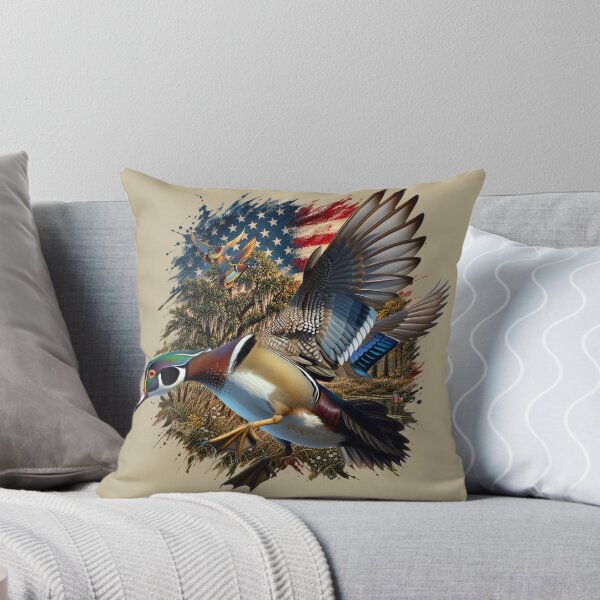 Item preview, Patriotic Wood Duck Flying American Flag Wildlife designed and sold by LifeCrush.