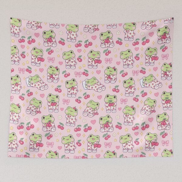 Item preview, Kawaii Frog Cherry Pajama Pattern designed and sold by Soft Berry Studio.