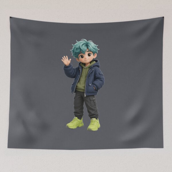 Item preview, Cute 3D Anime Boy Waving Hello designed and sold by chicworld2026.