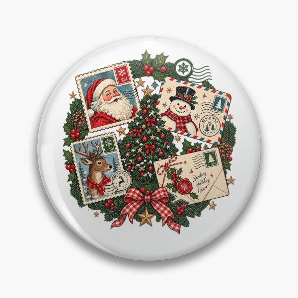 Item preview, Retro Christmas Stamps Shirt - Santa Clause, Rain Deer, Christmas Tree, Snowman Vintage Post Stamps Nostalgia Holiday T-Shirt designed and sold by LandFinStudio.