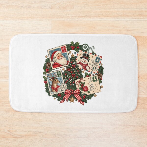 Item preview, Retro Christmas Stamps Shirt - Santa Clause, Rain Deer, Christmas Tree, Snowman Vintage Post Stamps Nostalgia Holiday T-Shirt designed and sold by LandFinStudio.